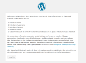 WordPress-Installation starten