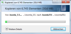 Abbildung 3 - Entpacken der Datei Joomla_3.5.1-Stable-Full_Package.zip unter Windows.