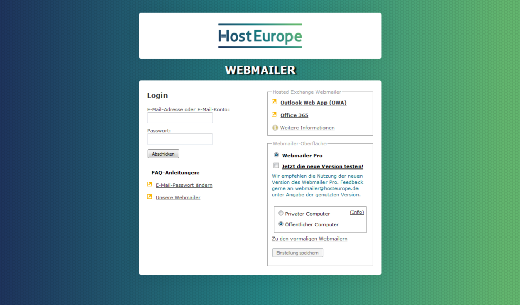 hosteurope webmailer login